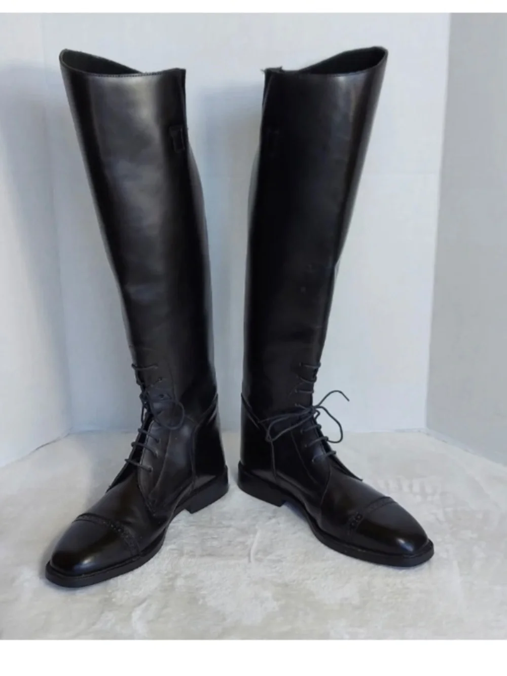 Classic Black Over-the-Knee Lace-Up Boots - Picture 12 of 15